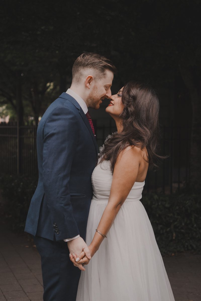 Wedding couple sharing a tender moment, photographed by Anupamawithlens in Dublin